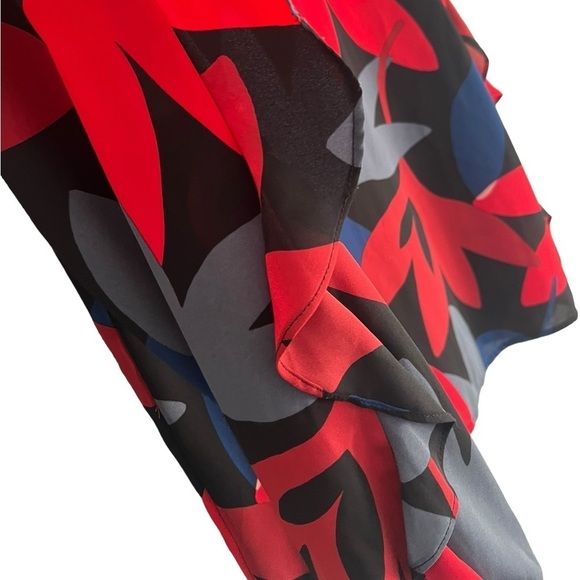 LOFT Bold Floral Ruffle Sleeve Keyhole Back Elasticized Cuffs Business Casual S - Picture 13 of 14